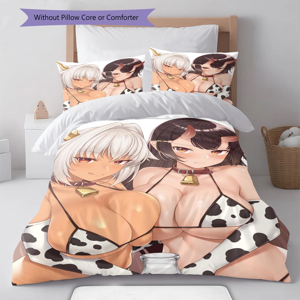 Anime-Muster Bettwäsche Steppbettdecke Set Bettbezug Kissenbezug Heimdekoration Geburtstagsgeschenk (1 Bettbezug + 2 Kissenbezüge, ohne Füllung)