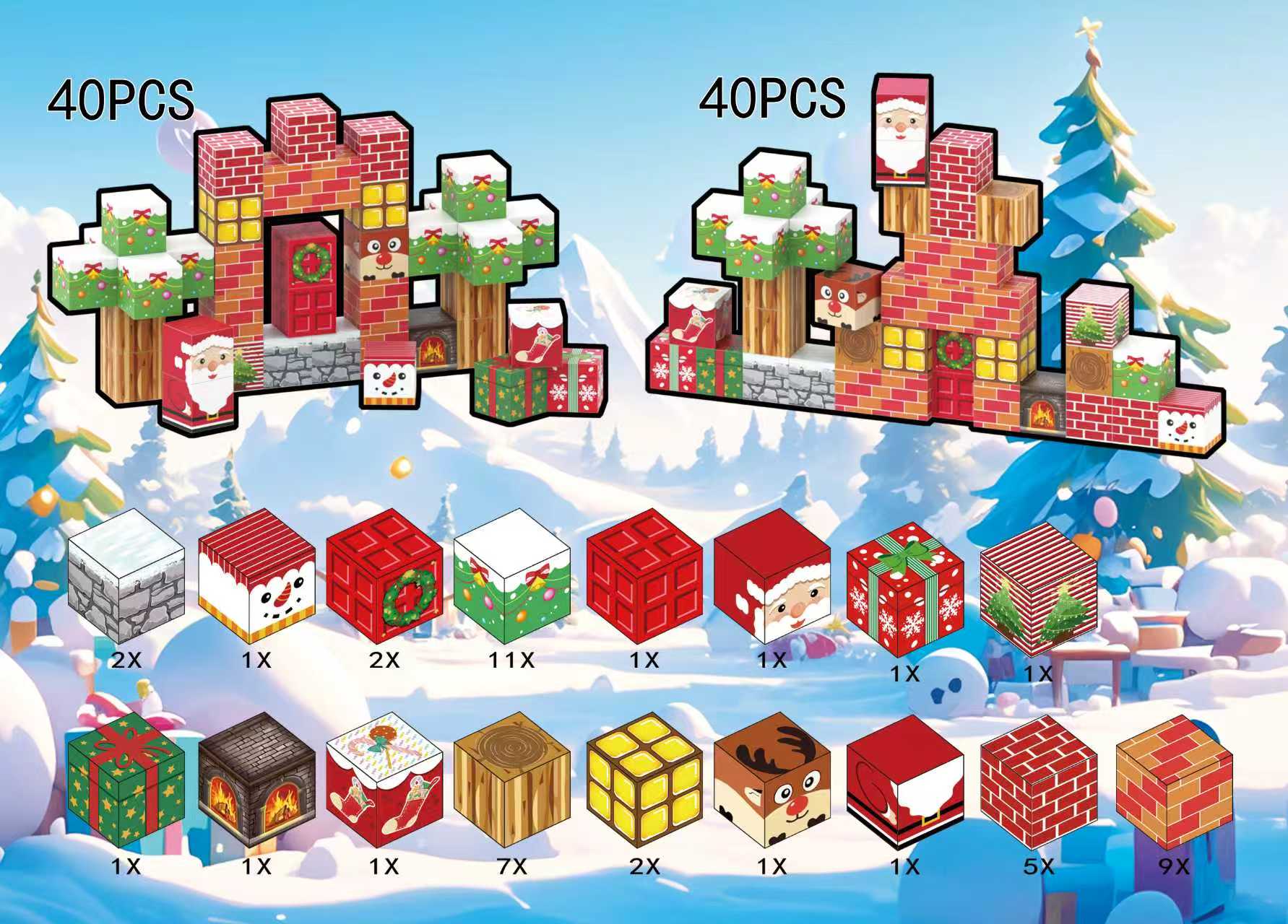 

DIY Christmas Magnetic Building Block Children s Christmas decorations Model Bricks Kids Sets Christmas Set Snow Magnet Blocks