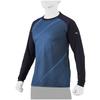 Graphic Undershirt Long and Easy To Move Deep Size L Men's Baseball/Softball Fleece-Lined (Low Neck, Sleeves) - Warm, Moisturizing, In, Navy,