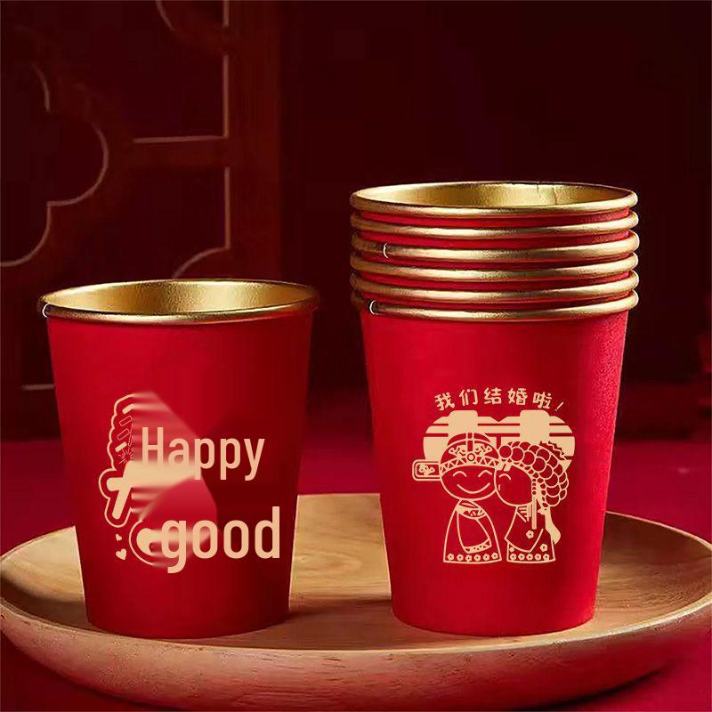 

Одноразовые свадебные стаканы из золотой фольги - Утолщенные, Красные, Идеальные для свадеб и банкетов