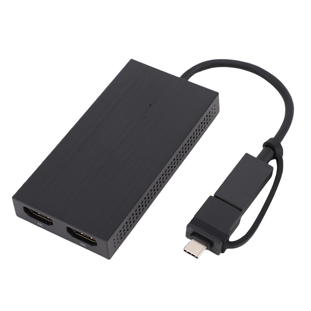 USB To Dual HD Multimedia Interface Adapter Splitter with Type C Converter 4K 60Hz for Dual Display Laptops Desktops Tablets