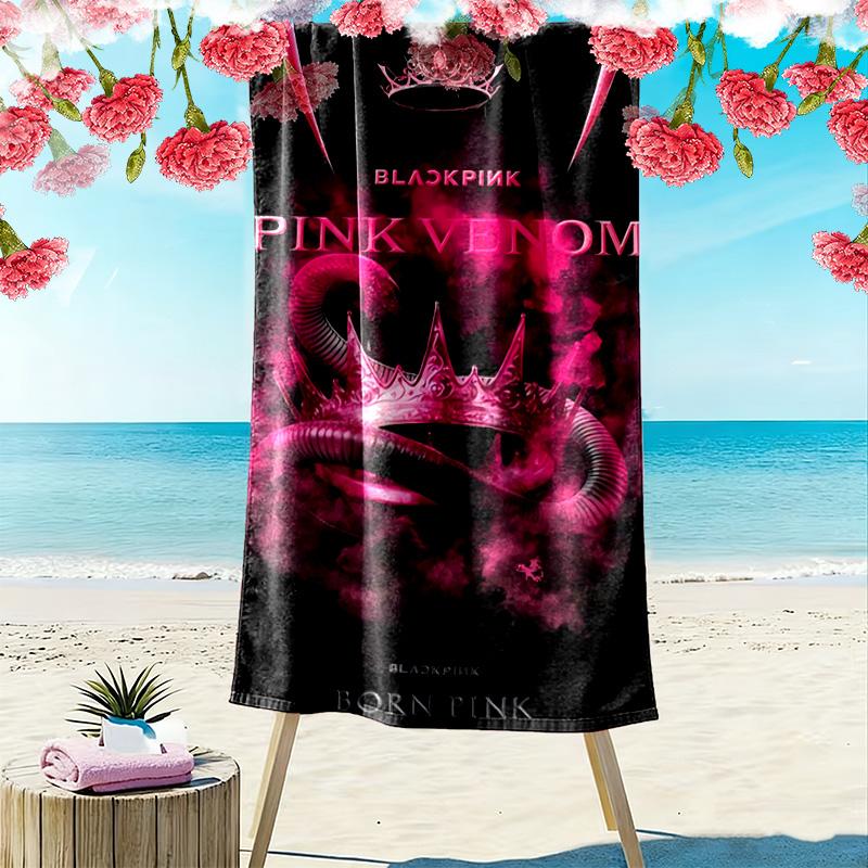Vibrant Pink Vibes: Blackpink's Signature Style Beach Towel Portable for Travel Beach Seaside Absorbent Bath Towel Swim Travel and Vacation Towels