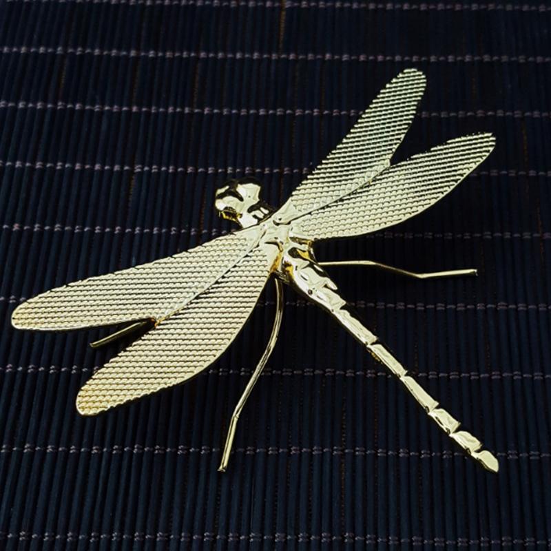 Copper Insect Tea Pet Vintage Dragonfly Figurines Miniatures Desktop Simulation Animal Ornaments Home Decorations
