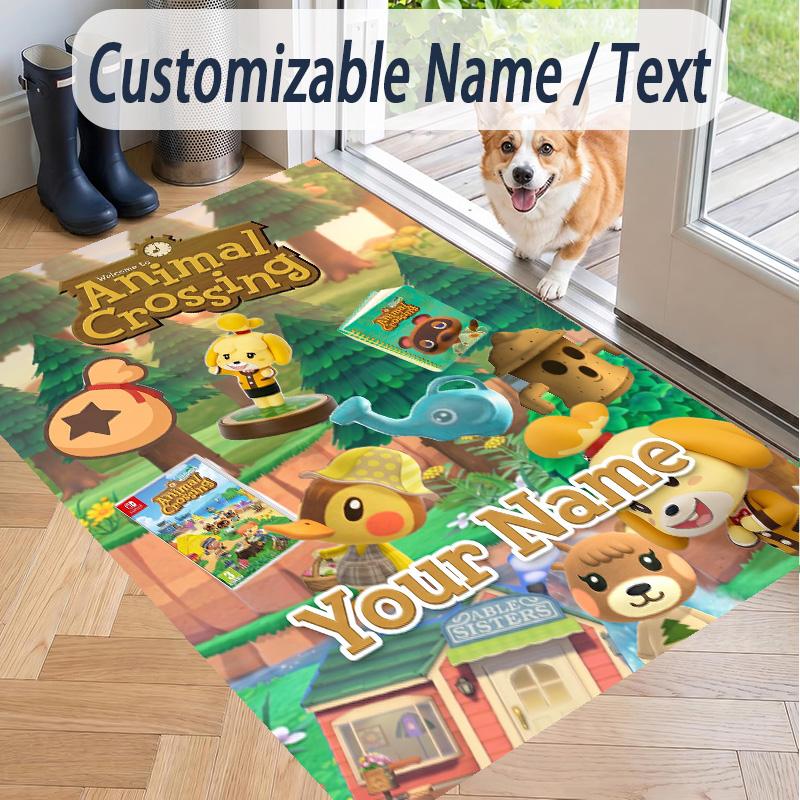 Custom Text Animal Crossing Pattern Floor Rug Soft Indoor Carpet Mat Living Room Bedroom