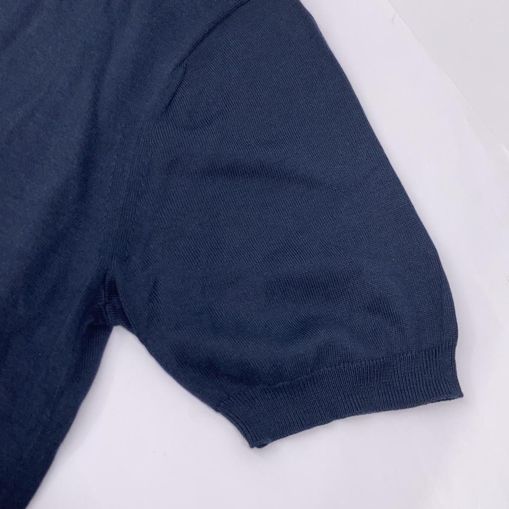 TOMORROWLAND 61-02-12-02002 Navy Silk Cotton Knit Polo Shirt SESIA Tops M NavyUsed