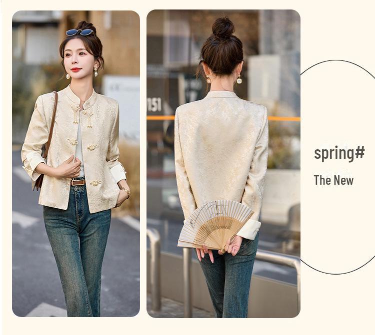 Women's Slim Korean Retro Short Jacket with Chinese Buttons - Spring/Autumn RX8941