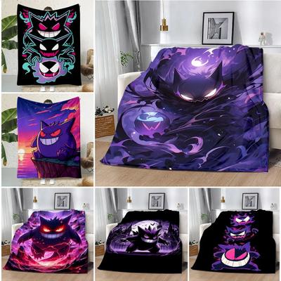 Anime Pokemon Gengar HD Cartoon Gedruckte Decke Picknickdecken Warme Decke Weiche und Bequeme Decke Zuhause Reise Geburtstag