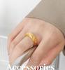Gold Plated Geometric Striped Ring: Titanium Steel Jewelry for Women