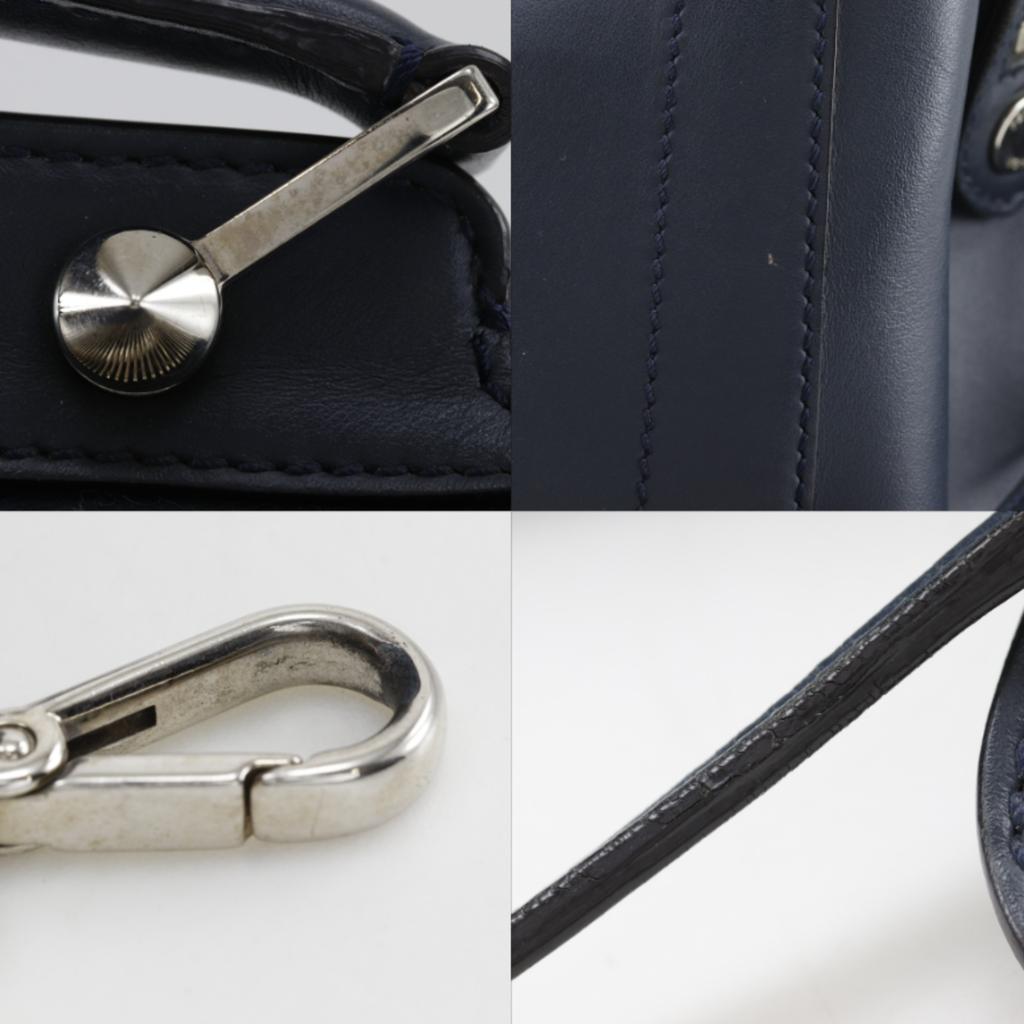 FENDI Dot com Handbag 2WAYShoulder Navy blue Calfskin Women Used