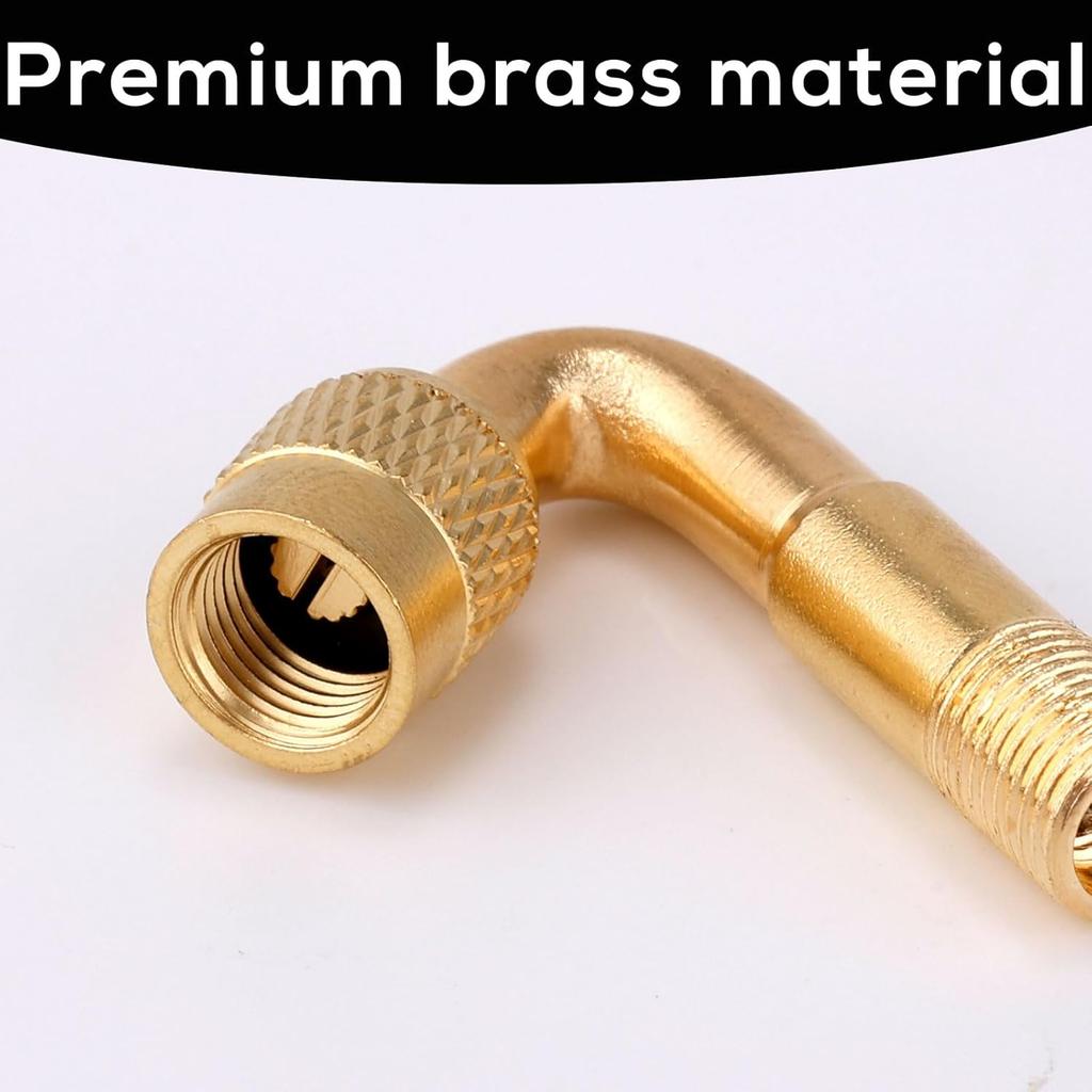 2pcs Tire Valve Extension, 45 Degree Tyre Inflator Valve Extension Adaptor Brass Tire Valve Stem Extenders Valve Stem Adapter for Cars Motorcycles