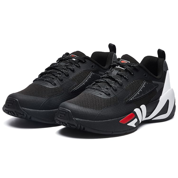 Fila Mind Blower Retro Fabric Synthetic Leather Low Top Marathon Running Shoes Women Sneaker Black F12W031105FBK
