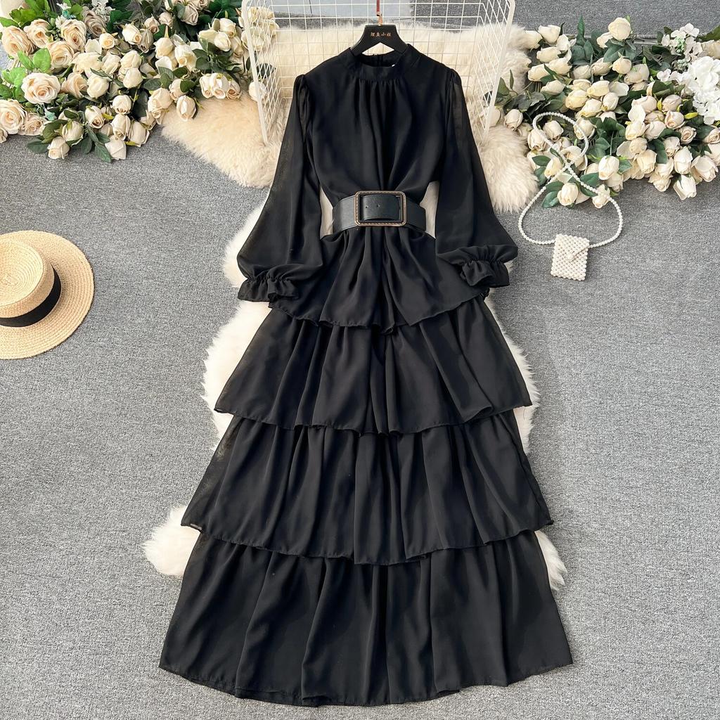 Podzimní krajka Vintage pohádkové šaty Dámské Patchwork Elegantní Party Midi Šaty Dámská mašle Korejská móda One Piece Sweet Dress 2024
