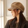 Autumn and Winter Woolen Octagonal Hat Girls Retro Beige Duck Tongue Painter Hat Newsboy Hat