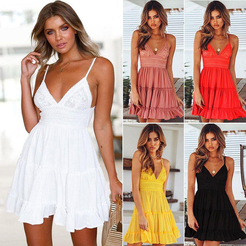 Boho Women Summer Short Mini Dress Evening Cocktail Party Beach Sundress Dresses