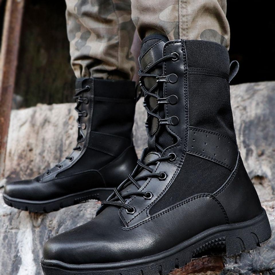 Men's Genuine Leather Ultra-Light Tactical Combat Boots for Outdoor Training
