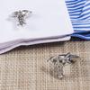 Electroplated Silver Double Snake Staff Reverse Cross Shaped Metal Cufflinks Men's French