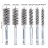 Drill Brush, Hex Shank Screw Cleaning, Polishing, Rust Removal, Bore Brush, Wire Brush, Cleaning Brush, Set of 6 (Steel Wire, Silver)