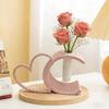 2 Pcs Valentine's Day Heart Vase 3D Printed Pink Heart Shaped Flower Vase Small Decorative Vase for Wedding Party Living Room Shelf Table Centerpiece