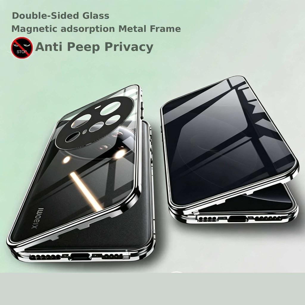 Anti Peeping Case for Xiaomi 15 14 Ultra, Double Sided Tempered Glass,Metal Frame with Lens Protector Phone Bumpers