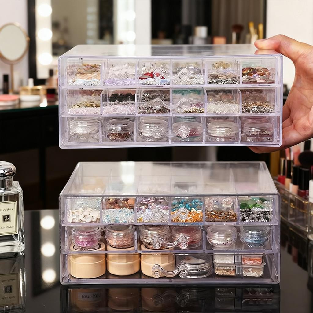 1pc drawer style acrylic multifunctional nail diamond decoration storage box desktop jewelry bead stackable organizer