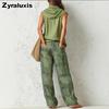 New Retro Casual Fashion Women's Sleeveless Top and Plaid Pants Set