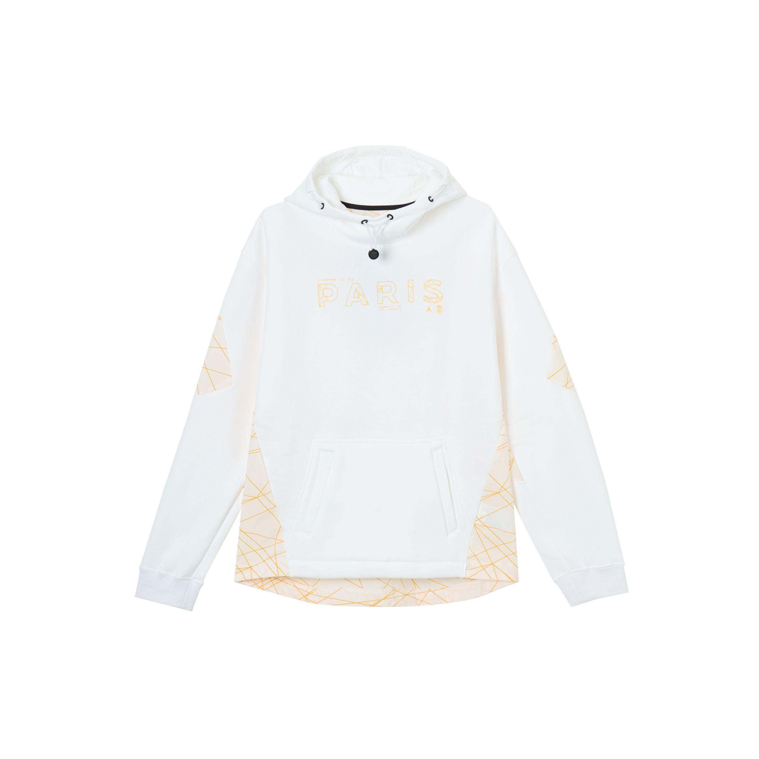 Мужская толстовка с капюшоном Jordan x PSG Collaborative Line Pattern с буквенным принтом и шнурком, белая DV0614-100 S