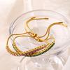 Stacked versatile gold drawstring bracelet exquisite shining adjustable diamond-encrusted jewelry