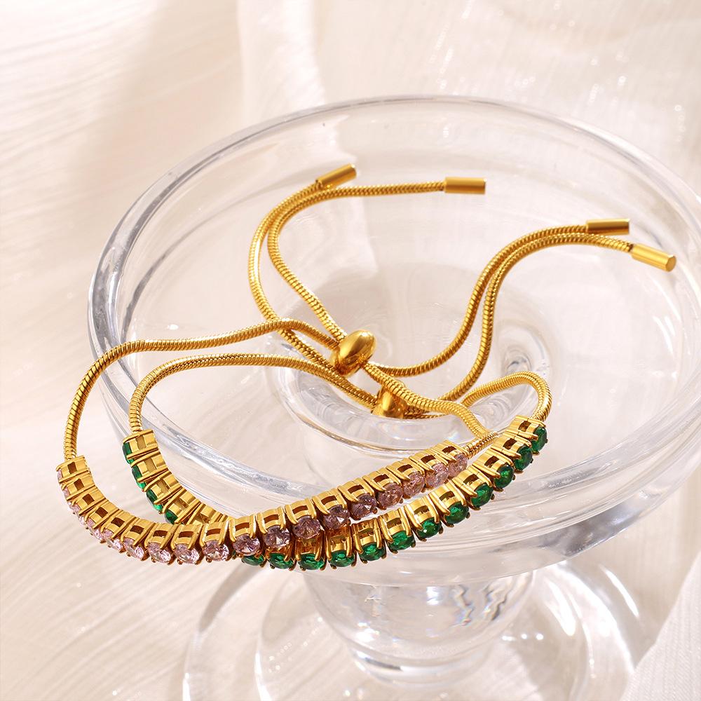 Stacked versatile gold drawstring bracelet exquisite shining adjustable diamond-encrusted jewelry