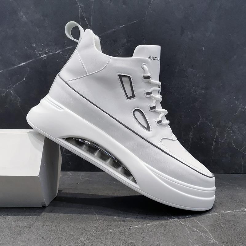 High-top Men's Shoes Autumn and Winter New Trendy Men's Shoes Thick-soled Air Cushion White Shoes Sports and Leisure Board Shoes Versatile Trendy Shoe