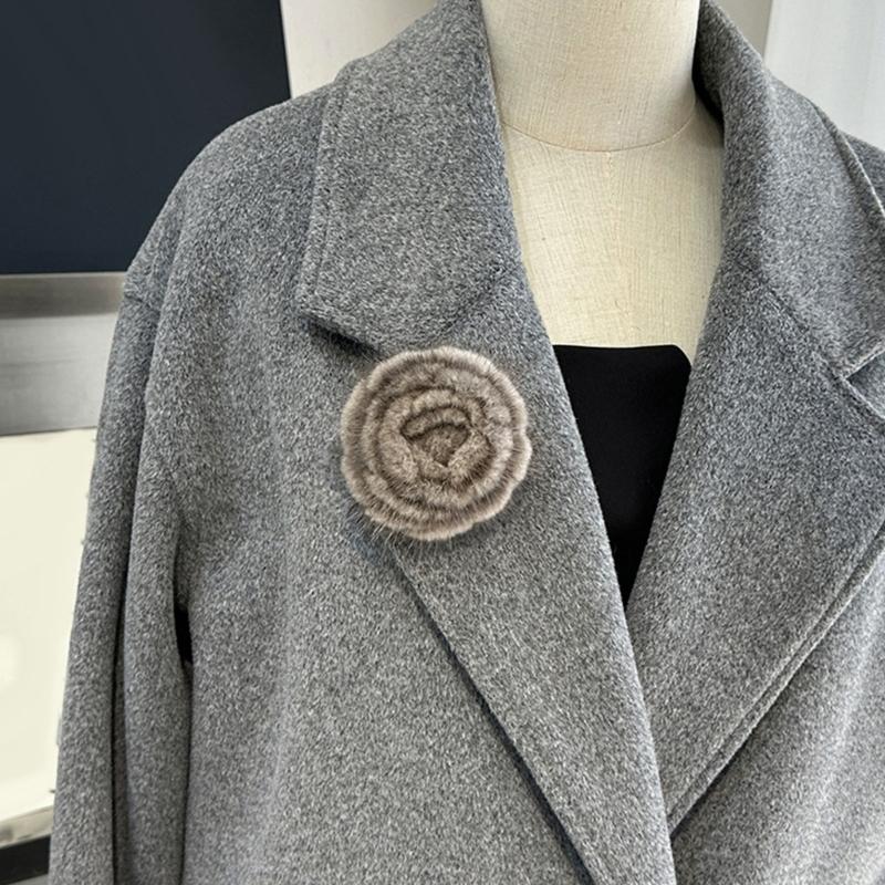 Flower Brooch Pin Imitation Mink Plush Brooch Soft and Comfortable Designs Accessory for Women Various Decoration