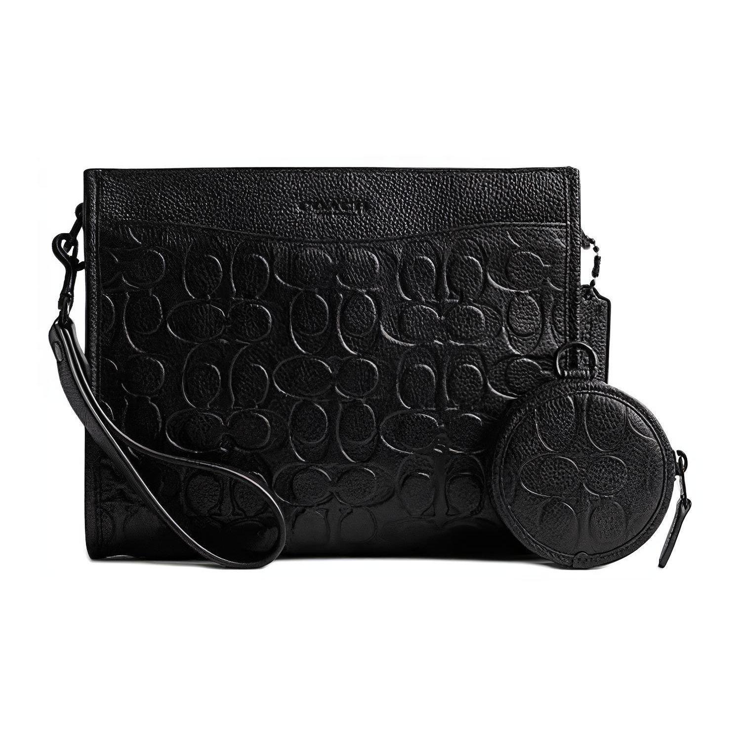 

Coach CP455-BLK Hitch Multi Use Crossbody Bag Black Signature Leather Basic Set (Bag+Dust Bag)