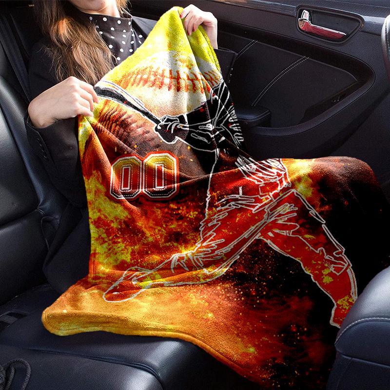 Baseball Fire Power Blanket Flannel Blanket for Bed, Sofa, Camping, Hiking, Picnic Essentials, Gift for Family Fan Gifts