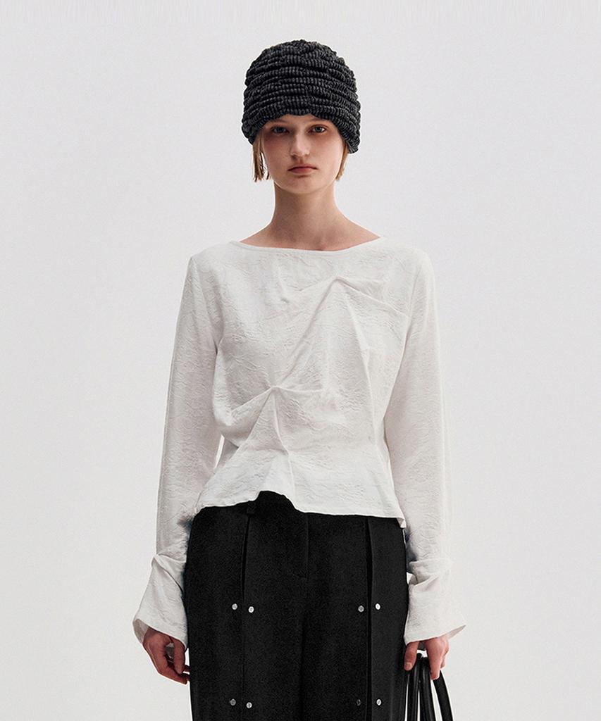 Kimjisu Pinched Long Sleeve Top _ White