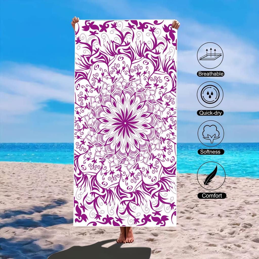 Oversized Mandala Beach Towel, Quick Dry Absorbent Microfiber Bath Towel, Sand-Free Beach Blanket Towels Bath Towel Hand Towel