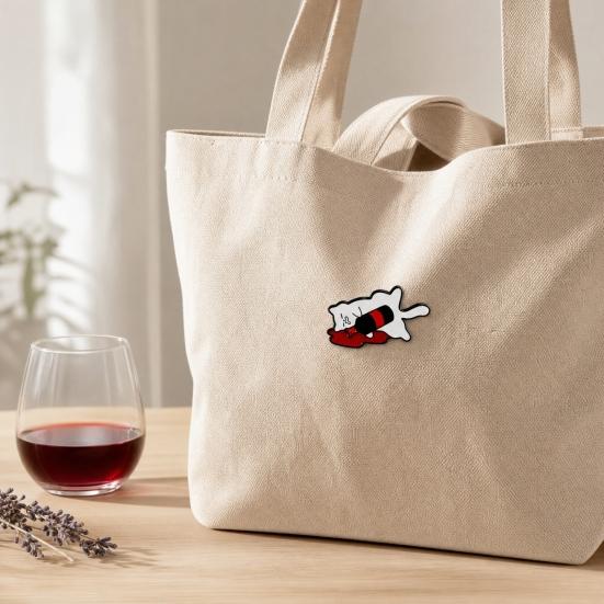 Outfit Brooch for Men & Women, Cartoon Kitten Drinking Wine Enamel Pin, Decorative Accessory for Jackets Bags Hats