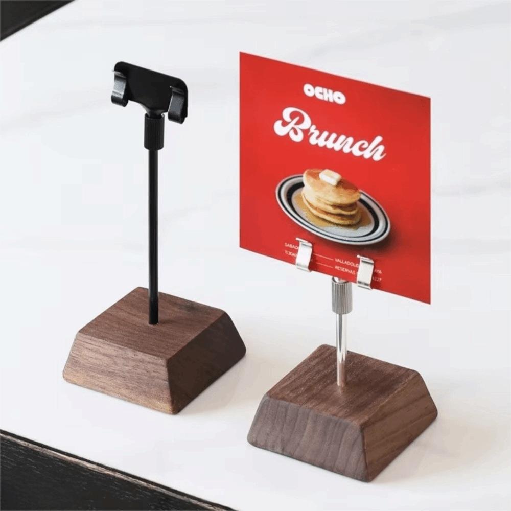 Wood Base Menu Card Clip Stand Metal Price Tag Display Stand Durable Table Sign Holder  Restaurant
