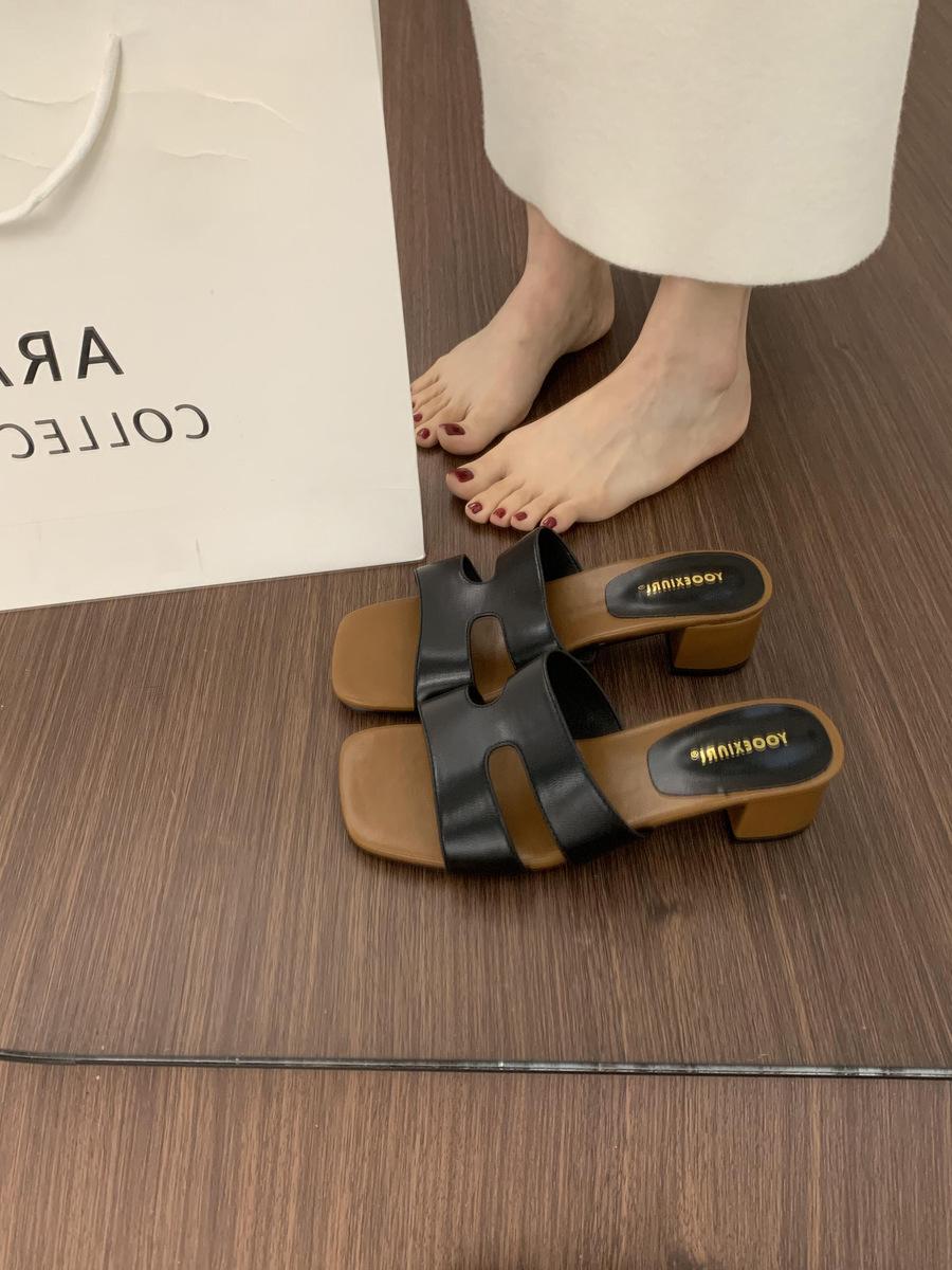 

Fairy style with skirt thick heel sandals female summer wear versatile not tired feet French beautiful word cool slippers 39