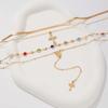 Ingemark 4Pcs/Set Simple Jesus Cross Pendant Choker Necklace for Women 2025 Trendy Colorful Crystal Chain Christian Jewelry Gift