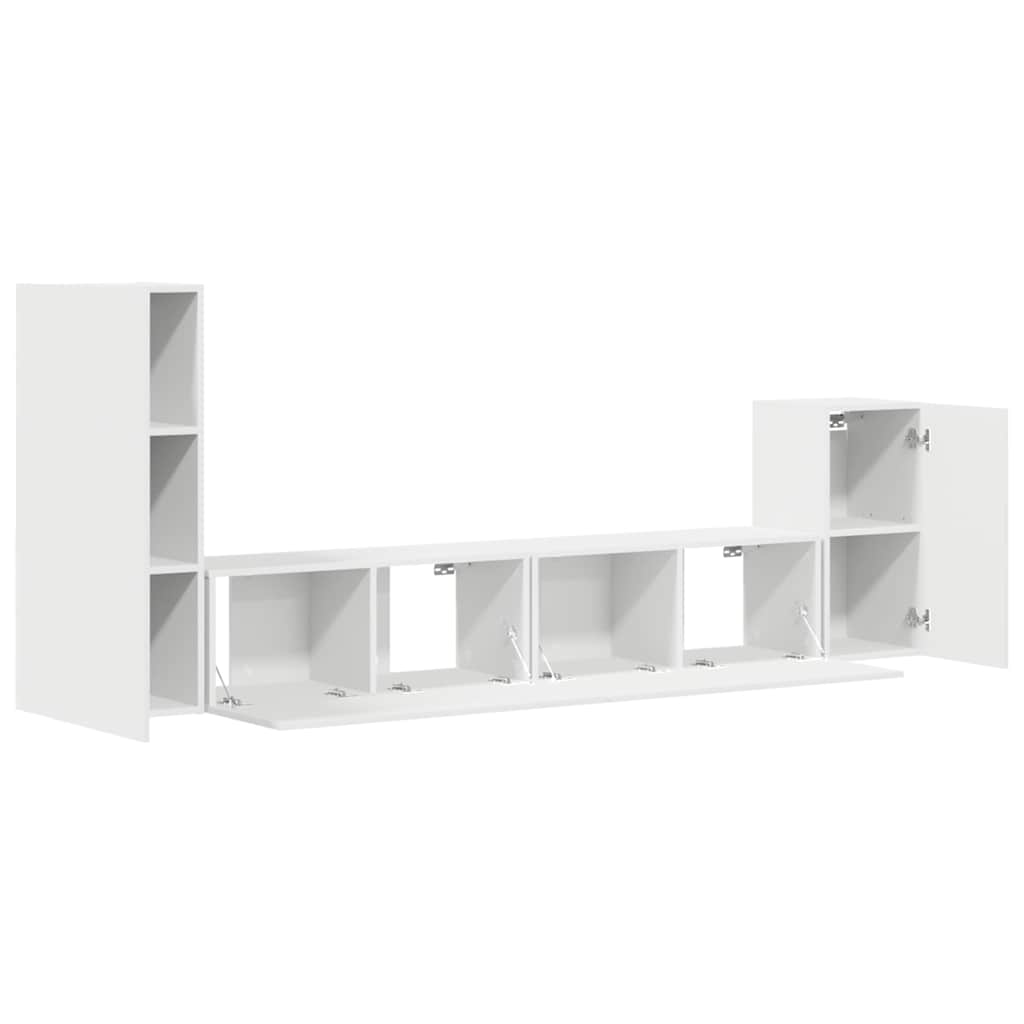 vidaXL 4-tlg. TV-Schrank-Set Weiß Holzwerkstoff
