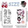 10 hojas Pegatinas de tatuaje de calavera americana de dibujos animados para brazo, cara, cuerpo, tatuajes temporales impermeables, regalos para fiesta de festival infantil