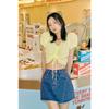 Rap Front Center Shirred Crop Blouse Aq2Wb573