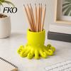 Cartoon Octopus Desk Organizer 3D Printed Pen Holder, Shape Pencil Cup, Cute Makeup Brush Ocean Animal Desktop for Home Office Accessory Curly