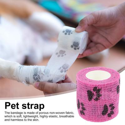 12 Rotoli Fasce per Animali Domestici Motivo Zampa Bende Autoadesive Traspiranti Elastiche per Animali Domestici per Cani Gatti Zampa Distorsioni Caviglia Gonfiore
