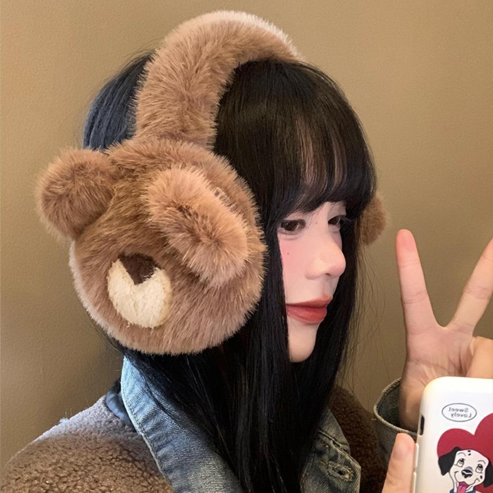 Cartoon Bear Winter Warm Earmuffs Plush Ear Cover Cute Ear Warmer Outdoor
