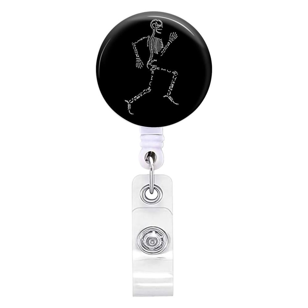 Skull Flower Id Tag Badge Holder With Retractable Badge Reel Cards Storage Organizer For Nurses Employee Pass Work Card Holder