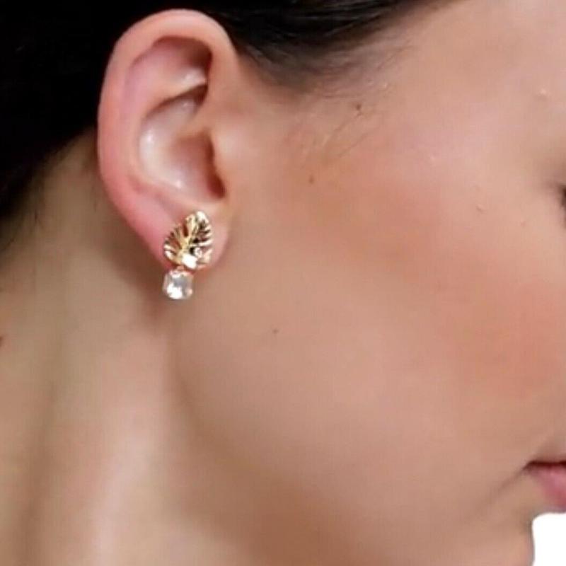 Swarovski Tropical Summer Leaf Earrings Women earrings Gold 5519253