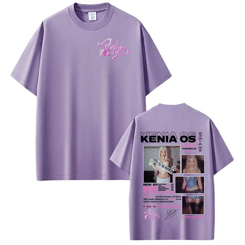 Singer Kenia Os Pink Aura Tour Album Merch Graphic T Shirt Unisex Women Retro Aesthetic TShirts Casual Oversized Short Sleeve Tees