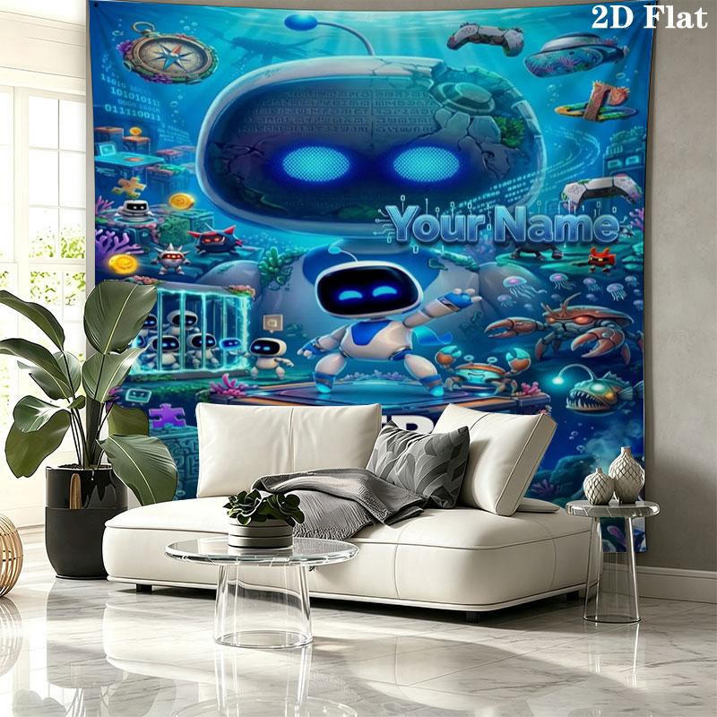 ASTRO BOT Custom Name Wall Tapestry Aesthetic Wall Hanging Printed Fabric Blanket Decorative Tapestries for Bedroom Living Room Home Decor