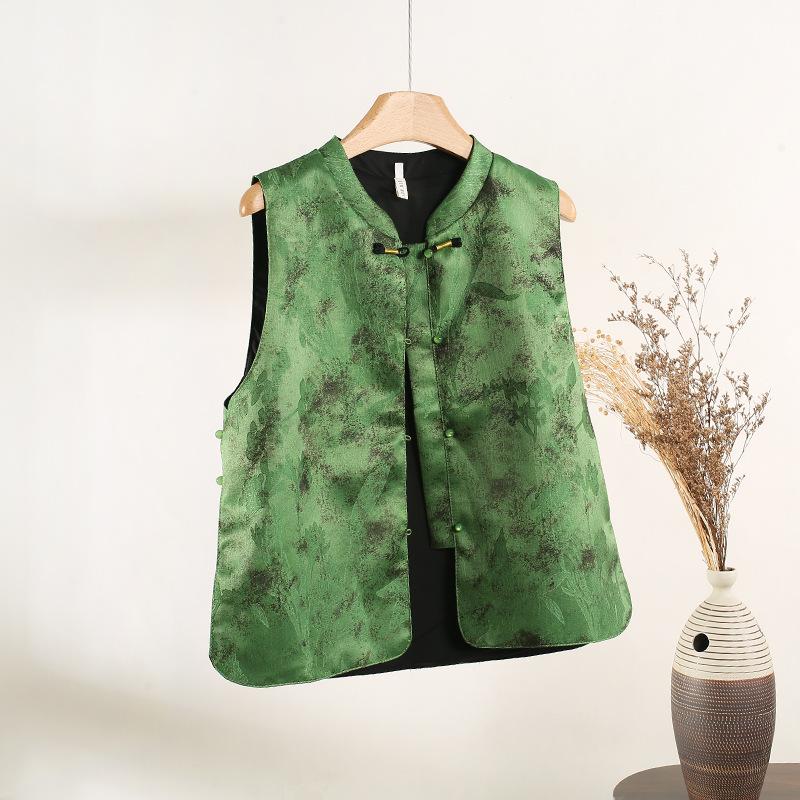 2025 Early Spring Vest Women's Early Spring Vest Retro Buckle Vest High-end Single-sided Wear Jacquard New Top
