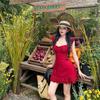 Wine Stained Roses, Small Flying Sleeves, Red Suspender Dress, Women's Summer Romantic Vacation Style Temperament Short Skirt